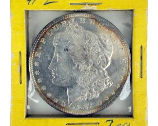 1887 US Morgan Silver Dollar Coin .900 Fine Silver Uncirculated