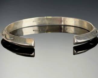 Vintage Sterling Silver Native American Hand Stamped Cuff Bracelet