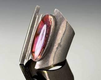 Sterling Silver Modernist Sonja Fries Adjustable Ring | Signed Estate Jewelry