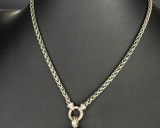 David Yurman Sterling Silver Diamond Smoky Quartz Albion Wheat Chain Necklace, 18in