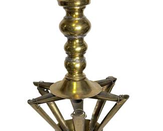 Antique German Jewish Judenstern Brass Sabbath Oil Lamp, Complete Judaica