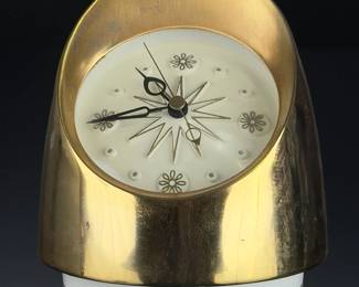 MCM Jefferson Intermezzo Cordless Electric Clock 580-251 Vintage Brass Tone