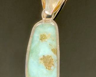 Larimar Sterling Silver Pendant Necklace 925 SJ Caribbean Gemstone