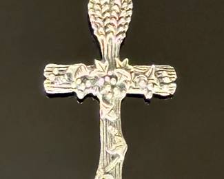 James Avery Sterling Silver Harvest Cross Pendant Wheat Grapes Religious JA STER
