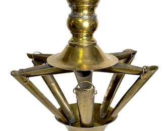 Antique German Jewish Judenstern Brass Sabbath Oil Lamp, Complete Judaica