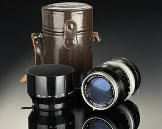 Nikon Nikkor-Q Auto 135mm f/3.5 Vintage F Mount Lens Case Hood Nippon Kogaku