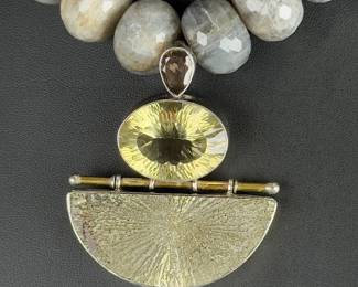 Sajen Sterling Silver Labradorite Pyrite Sun Lemon Quartz Bohemian Necklace