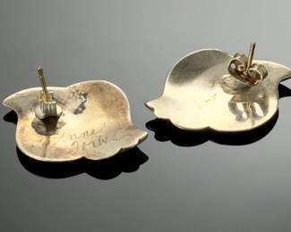 Anne Forbes Vintage Mexican Sterling Silver Modernist Wave Post Earrings