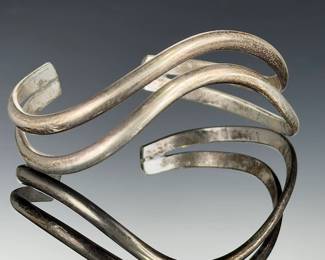 Vintage Mexican Sterling Silver Triple Band Cuff Bracelet, Signed 925