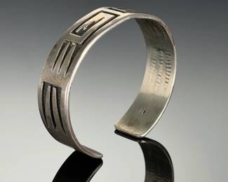 Hopi Vintage Silver Overlay Cuff Bracelet Native American Jewelry