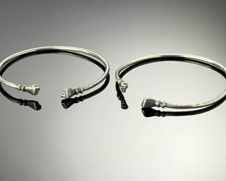 Vintage Sterling Silver West Indian Fist Cuff Bracelets - Lot of 2 (21g)