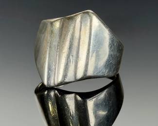 Vintage Mexican Sterling Silver Signet Ring, TD-81 .925, Size 10.25
