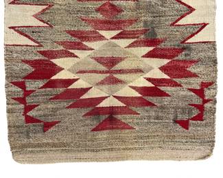 Vintage Southwest Mexican Wool Rug Handwoven Geometric Eye Dazzler 42x27
