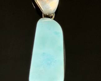 Larimar Sterling Silver Pendant Necklace 925 SJ Caribbean Gemstone