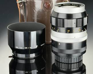 Nikon Nikkor-Q Auto 135mm f/3.5 Vintage F Mount Lens Case Hood Nippon Kogaku
