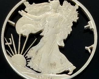 Vintage Hand-Cut Silver Walking Liberty Coin Pendants Lot - 1940 & 1943