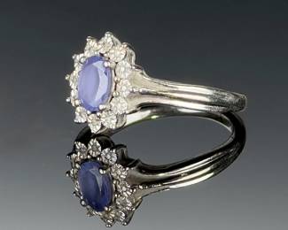 Sterling Silver 925 Amethyst CZ Halo Ring KRN Kiran Jewels Size 6.75