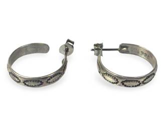 Sterling Silver & Silver-Tone Hoop Earrings Lot, Two Pairs, Post Back