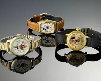 Vintage Disney Watch Lot: Bradley Mickey & Minnie, Seiko Quartz Mickey (3 Pcs)