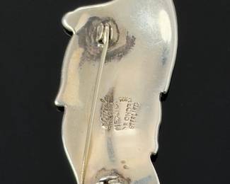 Vintage Maricela Taxco Mexican Sterling Silver Leaf Brooch Pin Mid-Century