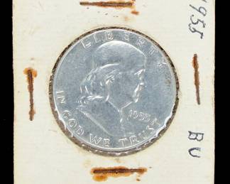 1955 US Franklin Half Dollar 90% Silver Coin BU Uncirculated