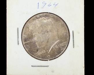 1964 US Kennedy Half Dollar 90% Silver Coin, First Year of Issue