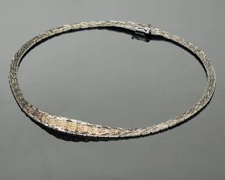 Vintage WX Sterling Silver Textured Gate Link Choker Necklace 16" 26.5g