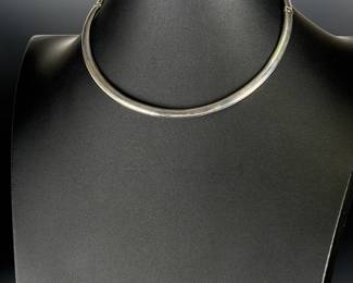 Vintage Mexican Sterling Silver Hinged Collar Choker Necklace Taxco TL-10 925