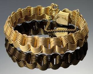 Vintage Rhythm 12K Gold Filled Nested Multi-Wire Roll Link Bracelet, 24g