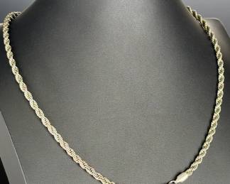 Vintage Sterling Silver Rope Chain Necklace 925 Heavy 23 Inch 33g 9.5mm