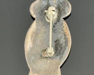 Zuni Multi-stone Inlay Owl Pin Brooch, Vintage