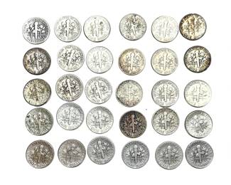 30 Pre-1964 Roosevelt Silver Dimes Lot | 90% Pure US Coinage Collection