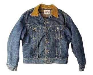 Vintage 1970s Lee Storm Rider Denim Jacket Corduroy Collar Blanket Lined Medium