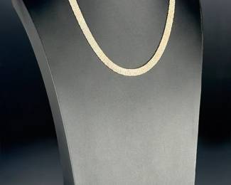 Vintage Reversible Sterling Silver 925 Collar Necklace 20" Textured Chevron