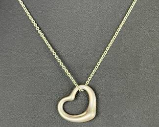 Tiffany & Co Elsa Peretti Open Heart Pendant Necklace 925 Sterling Silver Spain
