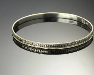 Lot of 2 Anna Beck Sterling Silver Bali Dot Wire Bangle Bracelets 925 18.2g
