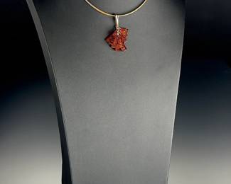 Modernist Sterling Silver Baltic Amber Fan Pendant Necklace & Earring Set