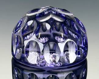 Webb Corbett Amethyst Purple Cut Crystal Starburst Glass Paperweight