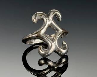 Navajo Vintage Silver Openwork Scroll Ring, Size 5.5