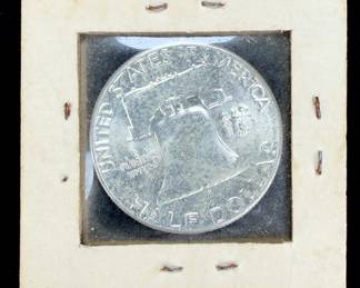 1958 US Franklin Half Dollar 90% Silver Coin, Uncirculated