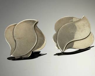 Anne Forbes Vintage Mexican Sterling Silver Modernist Wave Post Earrings