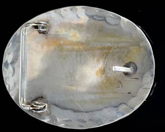 Vintage Southwest Western Buffalo Nickel Belt Buckle, Turquoise, Coral