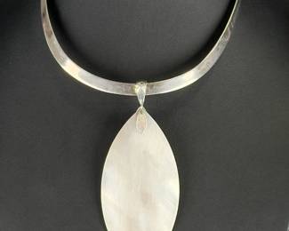 Paolo Valentini Italian Sterling Silver Modernist Torque Collar Necklace 925