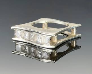 925 Sterling Silver Modernist Brutalist Architecture Wide Band Ring Size 6.5