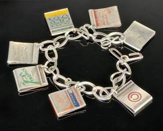 Vintage Sterling Silver Chicago Souvenir Matchbook Charm Bracelet
