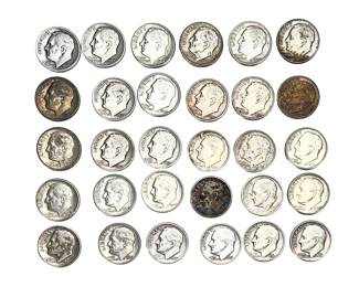 30 Pre-1964 Roosevelt Silver Dimes Lot | 90% Pure US Coinage Collection