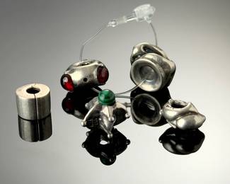 Trollbeads Sterling Silver 925 Gemstone Charm Bead Lot - Malachite Garnet 5pc