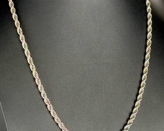 Vintage Sterling Silver Rope Chain Necklace 925 Heavy 23 Inch 33g 9.5mm