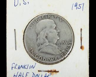 1951-D Franklin Half Dollar 90% Silver US Coin Appears Uncirculated