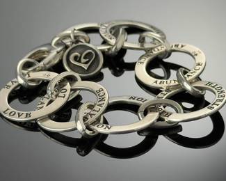 Charity Charms Sterling Silver 925 Inspirational Word Link Bracelet 7.5"